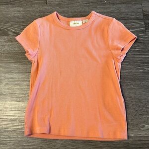 Maeve anthropologie Orange/peach ribbed baby tee size small